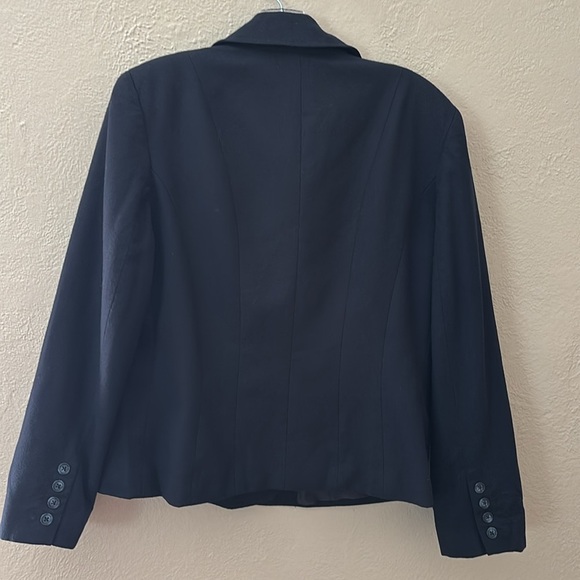 Talbots Petites 100%  Wool Blazer Jacket Double Breasted Career Blue Size 12 - Picture 5 of 6
